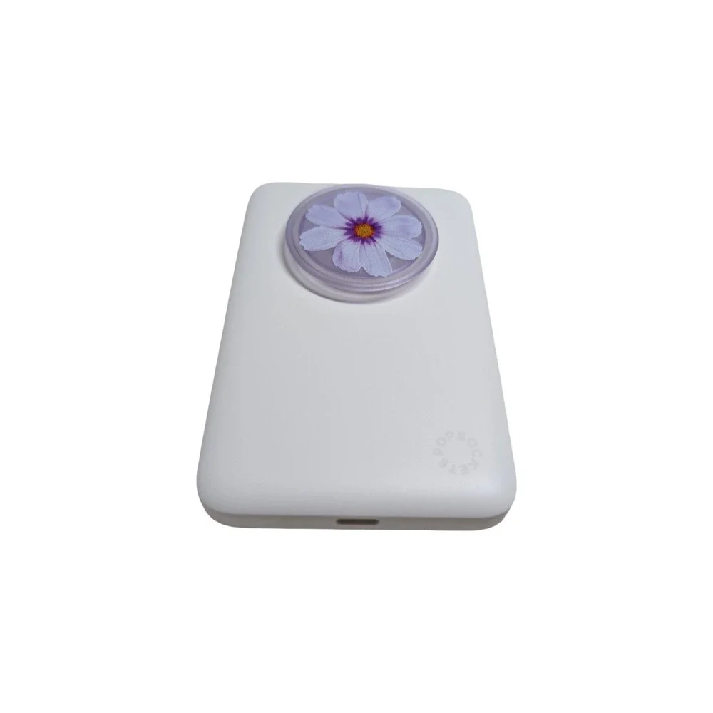 Gg4-R PopSockets PowerPack 5000mAh MagSafe & Grip Purple Flower Referb Tested